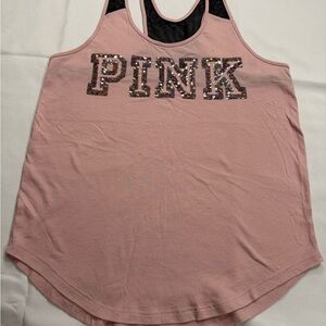 PINK Victoria's Secret Pink Graphic Sequin Tank Top